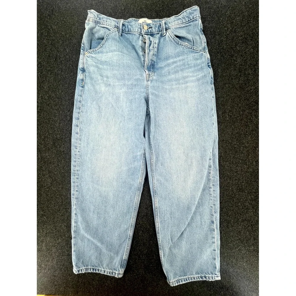 Banana Republic‎ Barrel Jeans Womens 32 Blue High Rise Relaxed Fit Denim Cotton